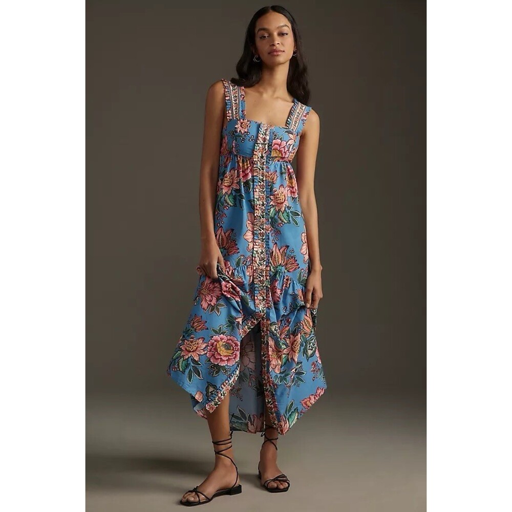 Farm Rio Wonderful Bouquet Sleeveless Midi Dress
